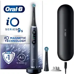 Oral-B iO 9 Black -sähköhammasharja, 2 vaihtoharjaa, 1 lataava matkakotelo, Designed by Braun - 1