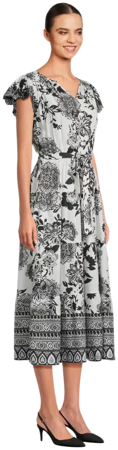 Margaux Riviera naisten mekko POPLIN-04 - WHITE & BLACK AOP - 4