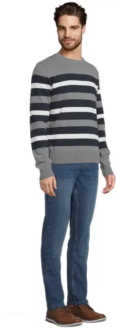 House miesten raidallinen neulepusero 195H032605 - Grey-black-white stripe - 4