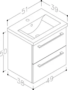 Suvas Allaskaappi 50cm valkoinen sis.keraaminen allas - 2