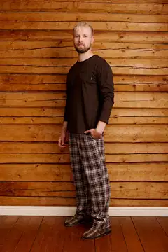 Reino&Aino miesten pyjama - BROWN - 4