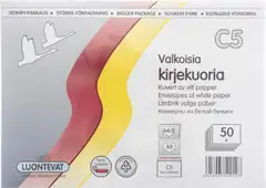 Luontevat kirjekuori C5 50 kpl valkoinen tarrasuljenta - 1