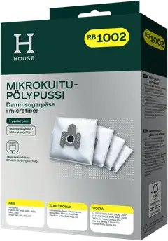 House RB1002 pölypussi 4 kpl + moottorisuodatin - 1
