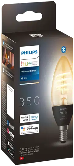 Philips Hue filamentti kynttilälamppu 4.6W E14 2200-4500K 350LM lämmin valkoinen - 2