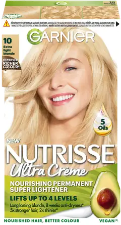 Garnier Nutrisse Ultra Creme 10.0 Extra Ligfht Blonde Erittäin Kirkas vaalea kestoväri 1kpl - 2