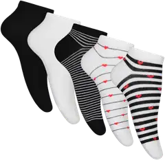 House naisten sneakersukat Raitasydän 5-pack - White/black stripes - 1