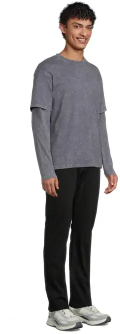 WKLY. miesten trikoopaita double-layer 195W482502 - d.grey washed - 4