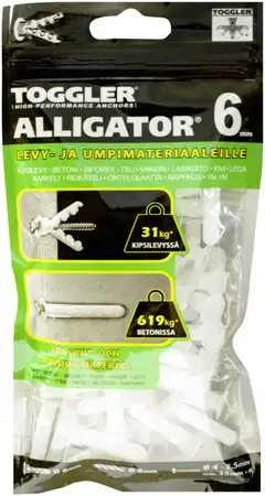 Toggler Alligator AF6-100 kiinnike 6mm laipalla 100kpl - 1