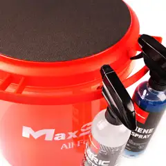 Maxshine MSBL01-B monitoimikansi pesusangolle – musta, pehmustettu istuin, yhteensopiva 12" pyöreiden sankojen kanssa, sivukahva tarvikkeille - 3