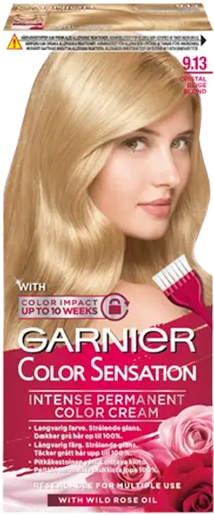 Garnier Color Sensation 9.13 Cristal Beige Blond Kirkas kristallinvaalea kestoväri 1 kpl - 1