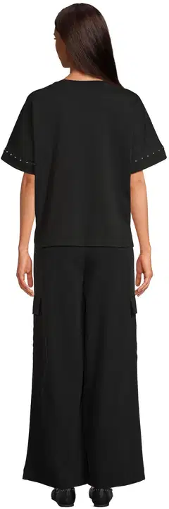 WKLY. naisten lyhythihainen trikoopusero studs-somisteet 213W312660 - Black - 3