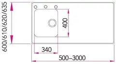 Stala pesupöytä c seitsikko  1000 mm - 2