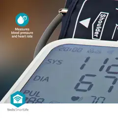 Nedis SmartLife Verenpainemittari  Käsi  Bluetooth  LCD-näyttö  22 - 42 cm  Epäsäännöllisen sydämenlyönnin havaitseminen / Mansetin käytön tunnistus / Pysy paikallasi -ilmaisu  Valkoinen - 9