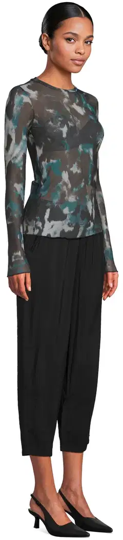 WKLY. naisten mesh kuviollinen trikoopusero O-pääntie 213W362669 - black aop - 4