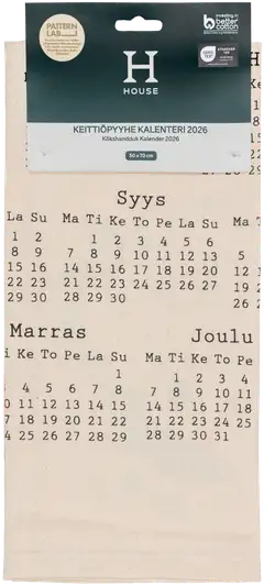 House keittiöpyyhe Kalenteri 2026 Sadonkorjuu 50x70 cm, PatternLab - 2