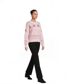 House naisten jouluneule jacquard 213HX42268 - Pink - 3