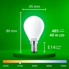 Philips Ultra Efficient LED-lamppu 2.3W P45 E14 2700K 485LM huurrettu - 3