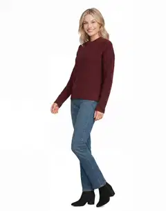 House naisten neulepusero kilppari soft 213H264013 - wine red as cutting - 4