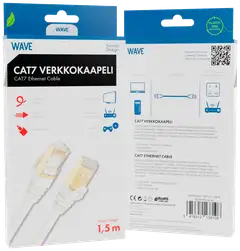 Wave S/FTP CAT7 10Gbit Ethernet LSZH parikaapeli, 1,5m, Valkoinen - 2
