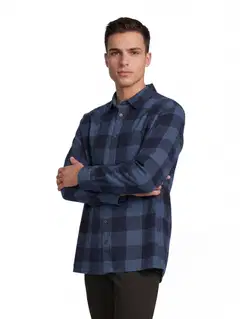 WKLY. miesten ruudullinen kauluspaita flanelli 194W252608 - Navy - 1