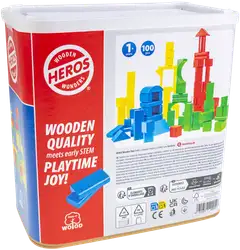 Heros rakennussarja Blocks Värikkäät puiset palikat 100 osaa - 6