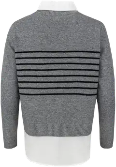 TEX naisten raidallinen kauluspaita-neule I997034 - GREY CHINE - 3