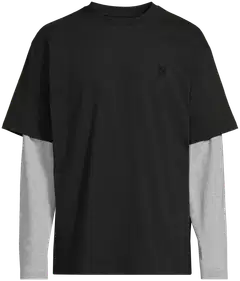 WKLY. miesten tuplahihainen t-paita 195W312602 - Black/grey mel - 2
