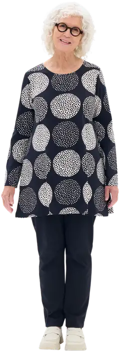 RATIA® naisten pitkähihainen trikootunika Pisara Lumipallo - Musta/hiekka - 3