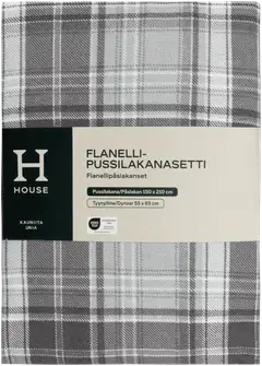 House flanellipussilakanasetti Check 150x210 cm harmaa - 2