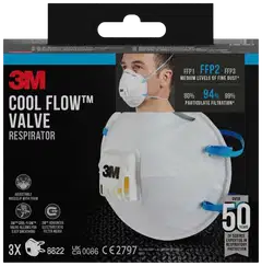 3M™ Cool Flow™ hiukkassuojain 8822, FFP2, venttiili, 3 kpl/pakkaus - 1