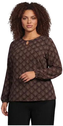 House naisten kuosillinen trikoopusero 213HP30607, D-mitoitus - Black&brown AOP - 1
