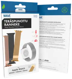 Wave Teräspunottu ranneke, Apple Watch 42mm (Series 1-9) / Apple Watch 44mm / Apple Watch 45mm / Apple Watch 46mm / Apple Watch 49mm, Kulta - 3