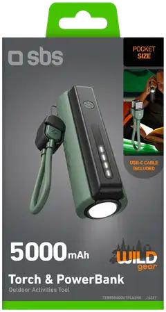 SBS Torch & Power Bank  5000 mAh varavirtalähde LED-taskulampulla - 2