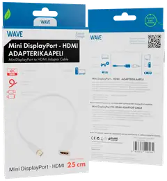 Wave Adapterikaapeli, Apple Mini DisplayPort uros - HDMI naaras, 25cm, Valkoinen - 2