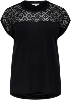 Only Carmakoma naisten trikootoppi pitsisomisteella Carflake - Black - 1