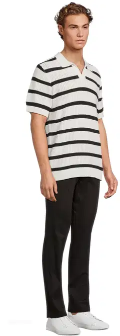 WKLY. miesten lyhythihainen neulepaita 195W152609 - Off white-black stripe - 4