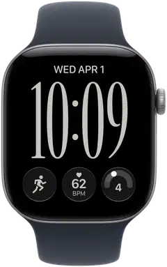 Apple Watch Series 12 GPS 46 mm:n tähtiharmaa alumiinikuori ja laivastonsininen urheiluranneke - S/M - MJEH4QN/A - 1