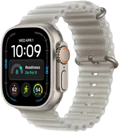 Apple Watch Ultra 4 GPS + Cellular 49 mm:n luonnontitaanikuori ja läpikuultavanharmaa Ocean-ranneke - MJAD4KS/A - 2