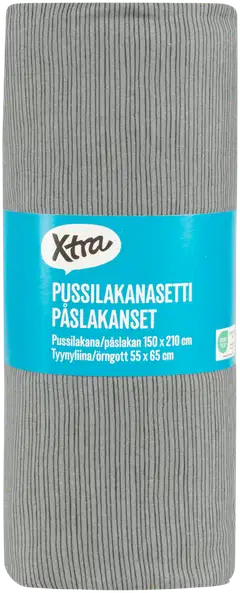 Xtra pussilakanasetti Pinstripe 150x210 cm tummanharmaa - 2