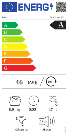 Bosch edestä täytettävä pyykinpesukone WAN2808LSN, 8 kg, valkoinen - 4