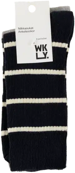 WKLY. miesten nilkkasukat raita 193W322608 2-pack - Navy/lt gray - 2