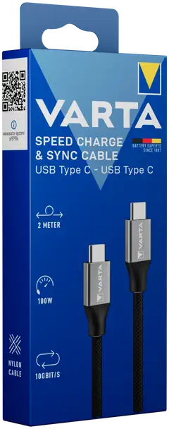Varta USB-C–USB-C-kaapeli 2m musta - 2