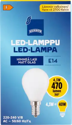 Rainbow LED-lamppu 4,3W E14 2700K 470lm huurrettu lasi - 1