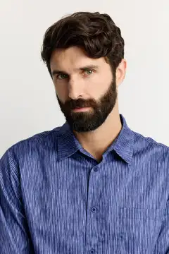 Finlayson miesten kauluspaita Tiuhta - Blue-white stripe - 6