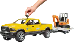 Bruder lelu Dodge RAM Power Wagon perävaunulla ja minikaivuri - 5