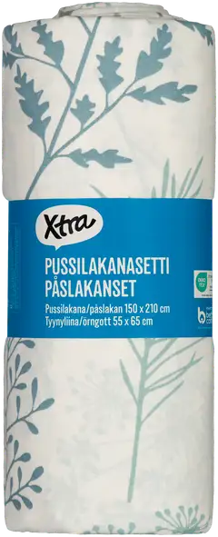 Xtra pussilakanasetti Flowerfield 150x210 cm, sininen - 2