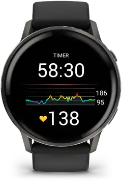 Garmin älykello Venu 4 – 45 mm, tummaharmaa, musta silikoniranneke - 4