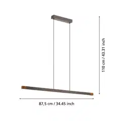 EGLO Riippuvalaisin Lisciana led 18W 87,5x3,5cm puu/harmaa/valkoinen - 3