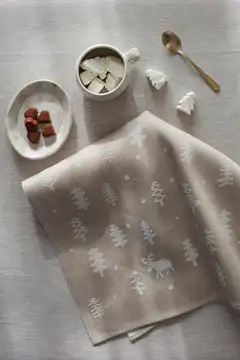 Lapuan kankurit keittiöpyyhe Poro pellavaa, valkoinen/pellava - 2