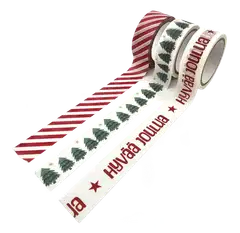 J.K. Primeco Washiteippi 1,5cm x 5m Joulu punainen 3rll - 2